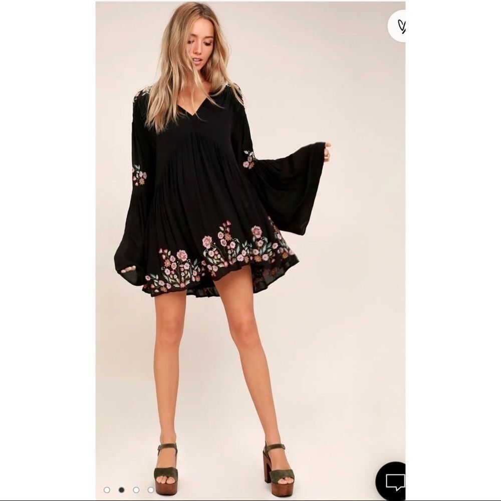 Free People Black Te Amo Babydoll Mini Dress - Picture 9 of 9